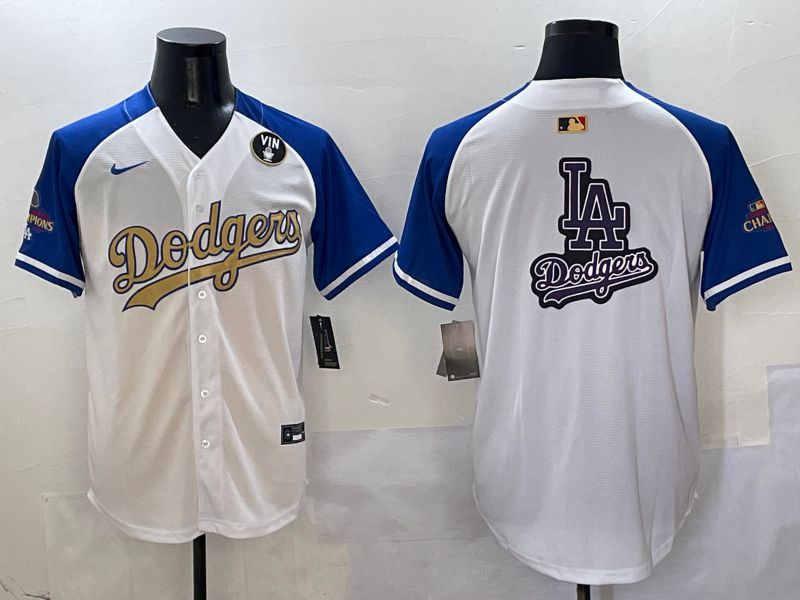 Men Los Angeles Dodgers Blank White Blue Gold Game Nike 2025 MLB Jersey style 42927